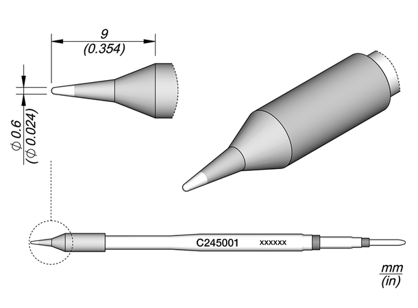 Loddespiss JBC 2BQ C245001 R0,6X9mm 