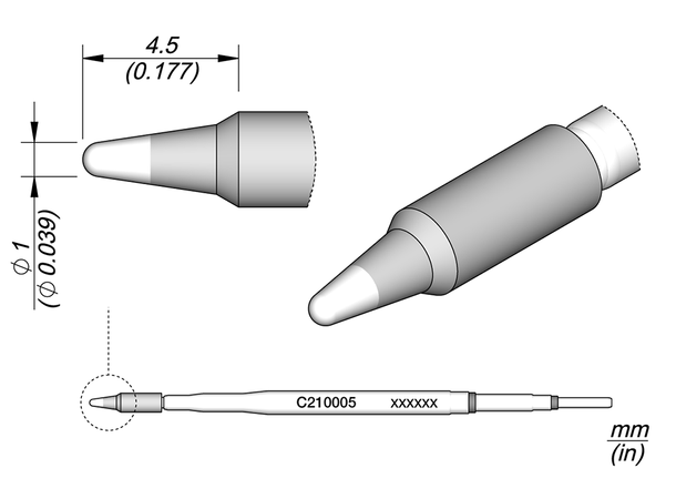 Loddespiss Jbc For C210-R1,0X4,5mm 