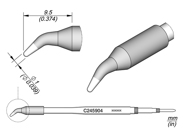 Loddespiss Jbc For C245-R1,0X9,5mm 30° 