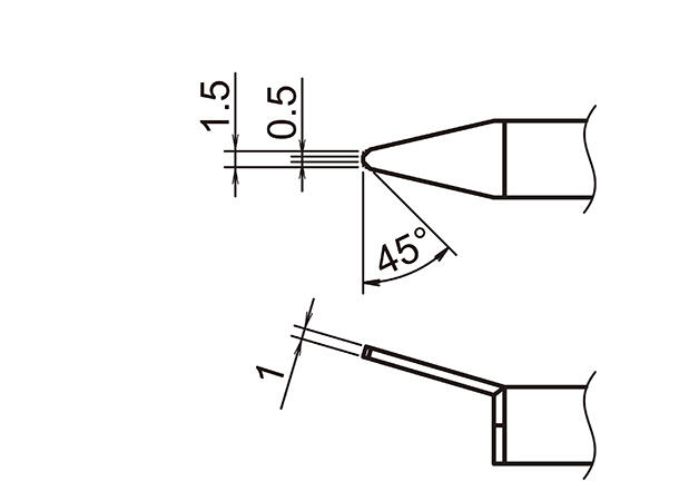 Loddespiss Hakko For Pinsett FX8804 0,5x1,5x1mm - 45° 