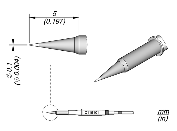 Loddespiss JBC Nano C115101 0,1mm, 5mm 