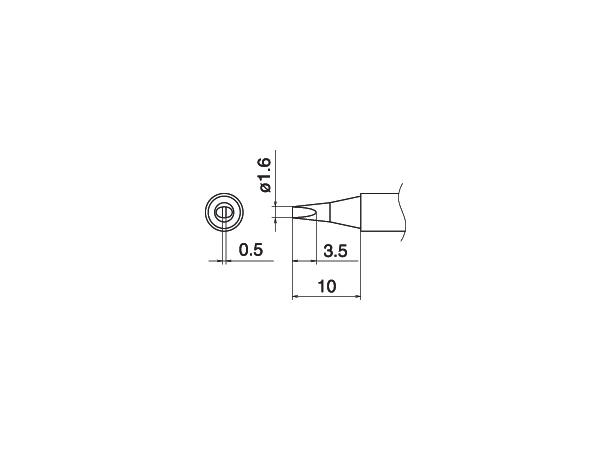 Loddespiss Hakko T15 1,6x0,5mm, 10mm 