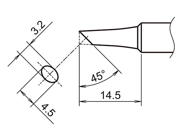 Loddespiss Til Hakko Fx888-R3,0X14,5mm- 45° 