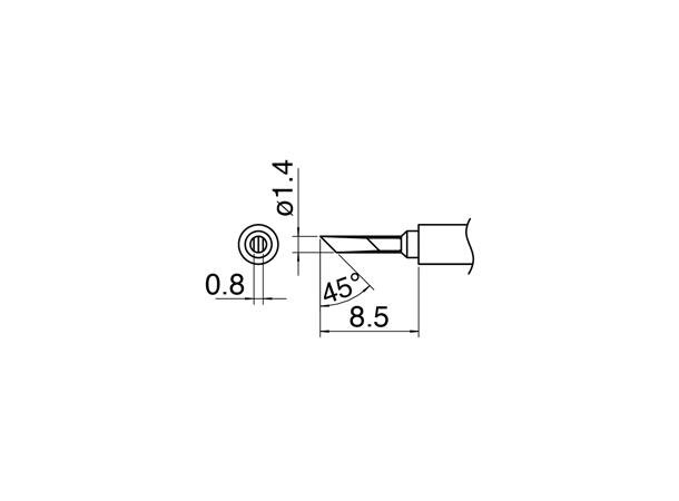 Loddespiss For Hakko FM2032 - T30 1,4x0,8mm, 8,5mm - 45° 