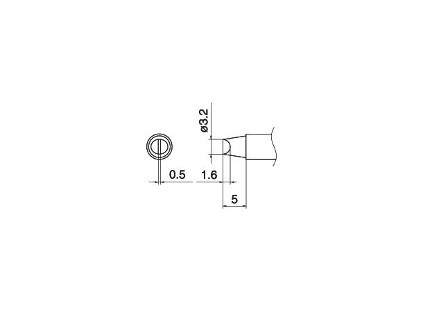 Loddespiss Hakko T15 3,2x0,5mm, 5mm 
