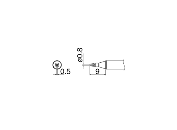 Loddespiss 400C° Fx100 Hakko 0,8x0,5mm, 9mm 