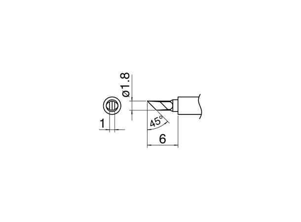 Loddespiss For Hakko FM2032 - T30 1,8x1mm, 6mm - 45° 