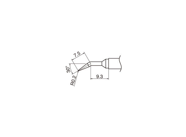 Loddespiss Hakko T15 0,2mm, 7,5mm - 30° 