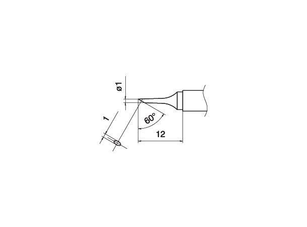 Loddespiss Hakko T15 1x1mm, 12mm - 60° 