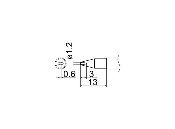 Loddespiss Hakko T15/T12 1,2x0,6mm, 13mm 