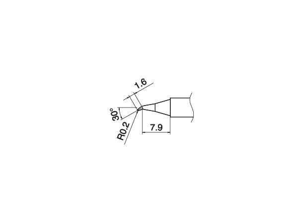 Loddespiss Hakko T15 0,2mm, 1,6mm - 30° 