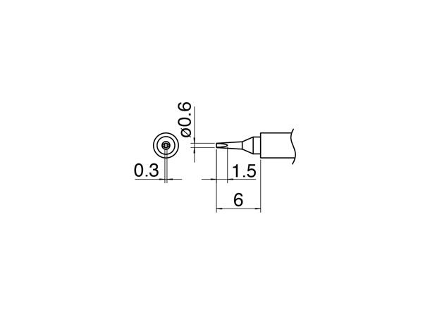 Loddespiss For Hakko FM2032 - T30 0,6x0,3mm, 6mm 