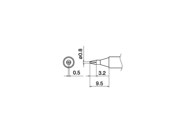 Loddespiss Hakko T15 0,8x0,5mm, 9,5mm 
