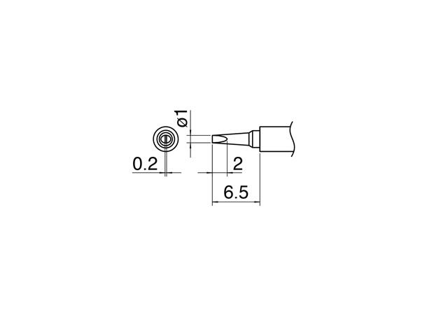 Loddespiss For Hakko FM2032 - T30 1x0,2mm, 6,5mm 
