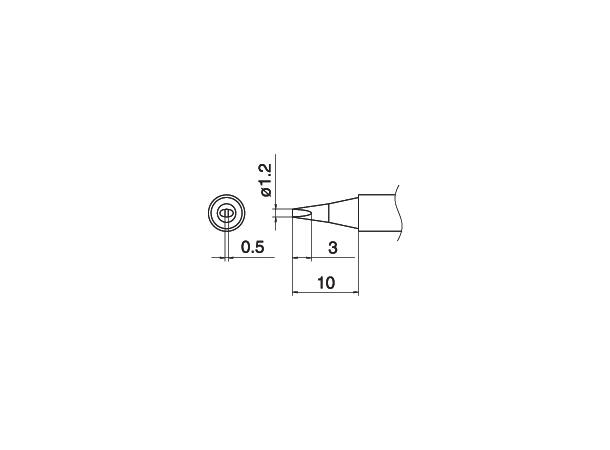 Loddespiss Hakko T15 1,2x0,5mm, 10mm 