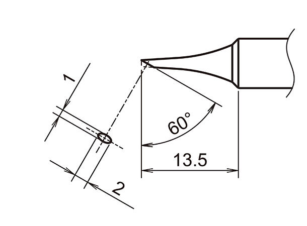 Loddespiss Til Hakko Fx888-R1,0X13,5mm- 60° Fortinnet 