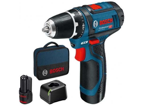 Drill 12V Bosch Chuck 2 X 2Ah+Lader+Bag