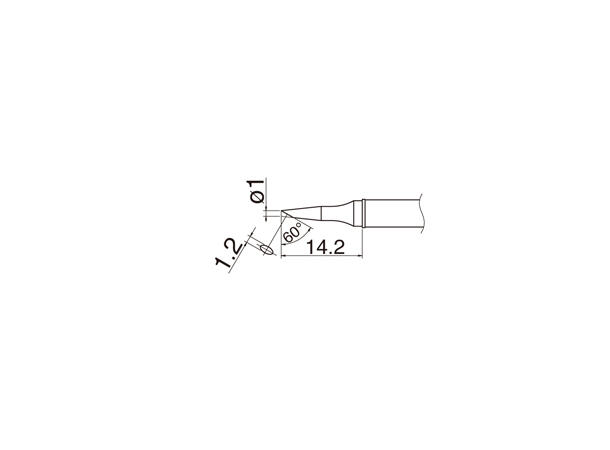 Loddespiss 450C° Fx100 Hakko 1,0X1,2mm, 14,2mm - 60° 